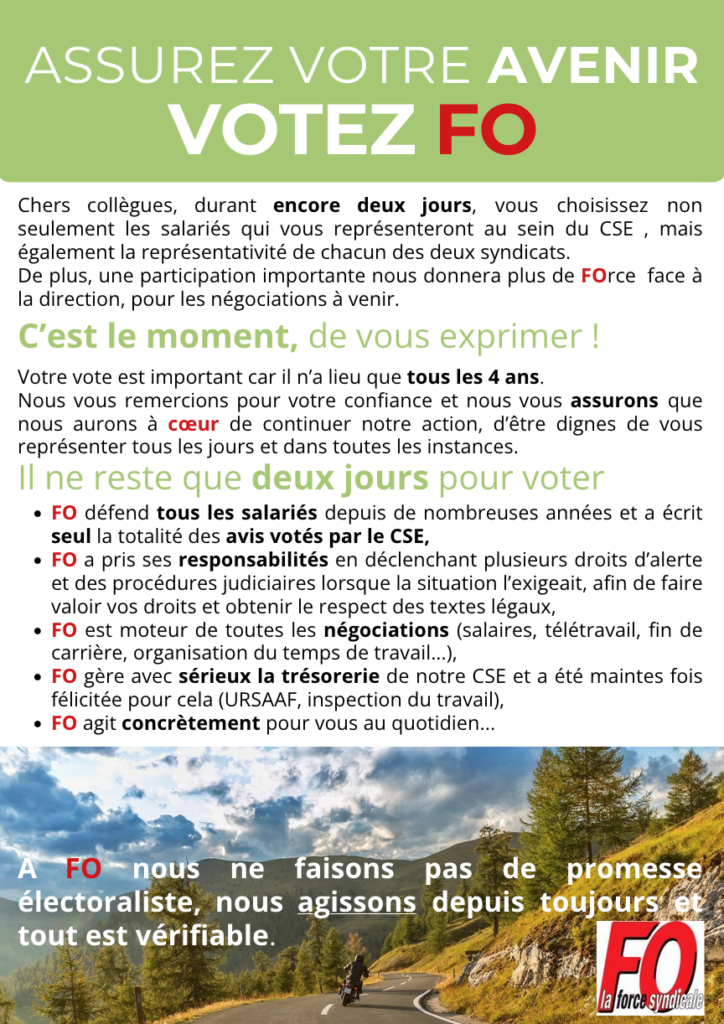 Élections professionnelles : Tract FO N°3