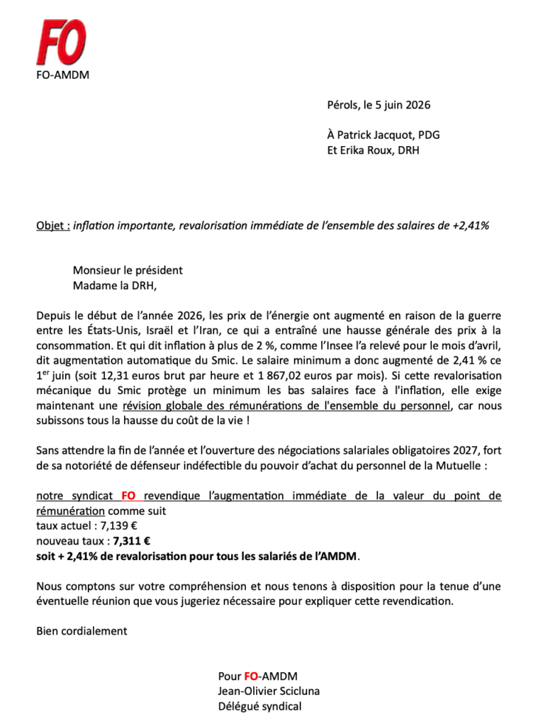 Revendication de maintien du pouvoir d’achat du 5 juin 2026