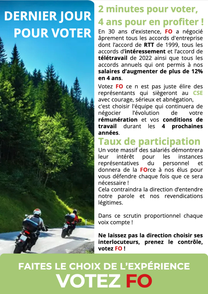 4ème tract, élections professionnelles 2026, il ne reste qu’un jour pour voter !
