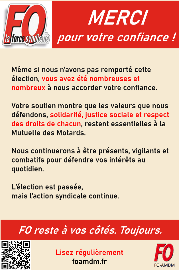 MERCI POUR VOTRE CONFIANCE